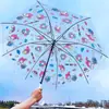 Guarda-chuva Grande Transparente para Duas Pessoas, Popular nas Redes Sociais, Dobrável com Cabo Longo Simples para Crianças, Personalizável