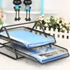 Suporte de arquivos de metal com tela de arame de duas camadas bandeja de dados de duas camadas bandeja de arquivos de dados de desenho suporte de arquivos criativo antiferrugem
