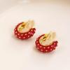 Otoño e Invierno Nuevos Pendientes Simples Distintivos con Gota de Aceite para Mujer Pendientes de Clip Elegantes Combinables para Año Nuevo