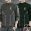 Camiseta Base Versátil Ins-Trendy de Manga Larga de Color Sólido de Doble Cara de Forro Polar para Hombre DeRong 2025 Otoño/Invierno Nuevo de Cuello Alto