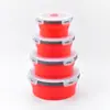 Lancheira Redonda de Silicone para Micro-ondas Dobrável Caixa Fresca Portátil Caixa Bento de Plástico Conjunto de Tigelas Frescas para Empresa Atacado