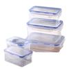 Recipiente de plástico rectangular personalizado transparente grado alimenticio sellado caja refrigerador caja de almacenamiento de grano caja de almacenamiento