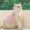 Ropa de Perro de Cuadros de Burbujas Dopamina para Primavera y Verano con Lazo, Tirantes para Gato, Ropa de Dos Patas para Mascotas Teddy y Ragdoll