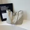Estilo preguiçoso bolsa de lona de grande capacidade personalidade feminina simples cor sólida bolsa de pano bolsa tote alta casual bolsa de ombro único