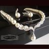 Joyería Nupcial Estilo Coreano al Por Mayor Collar y Aretes con Incrustaciones de Perlas y Diamantes Joyería Vestido de Dos Piezas 2024 Nuevo Estilo