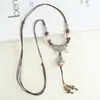 Collar de Cerámica Estilo Étnico Retro Joyería Diseño de Nicho Cadena para Clavícula Versátil Cadena Tejida para Suéter Lujo Ligero Sensación de Alta Gama