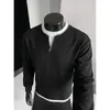Camiseta Suelta Bordada de Nuevo Estilo para Hombre Otoño 2026, Camiseta de Manga Larga Versátil Casual con Cuello Redondo y Bloques de Color