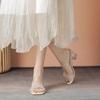 Chinelos de Salto Grosso de Fada Femininos de Verão para Usar Fora Moda Cristais Chinelos de Salto Médio Sandálias Transparentes Femininas Versáteis