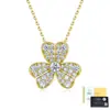 Collar de trébol de cuatro hojas de moissanita en plata S925, colgante de trébol de la suerte totalmente pavimentado para mujer, cadena de clavícula de lujo ligera, joyería de plata de la fábrica de origen
