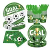 Conjunto de Louça Descartável de Futebol da Copa do Mundo Transfronteiriça Suprimentos para Festa de Família e Amigos Pratos de Papel Descartáveis para Festa