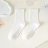 Meias Personalizadas para Mulheres Cor de Doce Primavera e Verão Meias Finas de Cano Médio Estilo Japonês Estilo Ins Cor Pura Versátil Estilo Preppy Meias de Pelúcia
