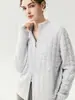 Cárdigan de cachemira con cuello alto y doble cremallera, con capa de aire engrosada; chaqueta de algodón con textura a cuadros para mujer; prenda exterior de punto suave y cómoda