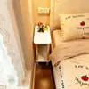 Mesita de noche Ultraestrecha Simple para Dormitorio Mesita de Noche Pequeña Mini Estante de Almacenamiento para Espacios Estrechos Mesa Lateral Móvil Ultraestrecha para Sofá