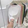 Cobertura para ar-condicionado com proteção solar, chifon transparente, revelando sutilmente, caimento solto, efeito emagrecedor, camiseta de manga longa, estilo fino feminino, transfronteiriço