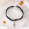Collar de Franela Negra Nuevo Transfronterizo Femenino Ins Europeo y Americano Creativo Serpiente Flor Collar Lazo Collar Corto