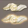 Pintura Decorativa Moderna de Lujo Ligero para Sala de Estar Reloj de Plumas de Alta Sensación Pintura para Colgar en la Pared de Fondo del Sofá Pintura para Colgar en la Pared con Luz LED