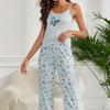 Amazon Europeia e Americana Roupas para Casa Pijama de Alcinha Estampado Colete Feminino Casual Confortável Respirável Verão Novo Estilo