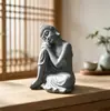 Figura de Buda de arenisca verde estilo Zen transfronteriza, decoración creativa para acuario, mesa de centro inspirada en el Zen, decoración del hogar, adorno de resina estilo chino