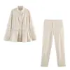 Conjunto de Roupa Europeia e Americana Feminina Zr Cross-Border Aliexpress Venda Quente Atacado Moda Blended Slim-Fit Top + Calça Cropped