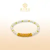 Pulsera antigua de plata pura 999.9 de Fu para mujer con flores de filigrana, tubo curvo esmaltado, cordón elástico, diseño de nicho