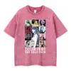 Camiseta de manga corta lavada y desgastada europea y americana transfronteriza para hombre y mujer, estilo americano, ins, callejera, algodón puro, top de manga corta moderno con logo estampado fijo