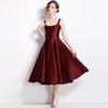 Toma real en stock nuevo vestido rojo jujube para adelgazar la cintura vestido de tirantes