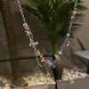 Estilo Fresco Dulce Luz de Luna de Verano Collar de Mariposa con Esmalte de Goteo Diseño para Mujer Pequeño Multicolores Accesorios de Cadena para Clavícula