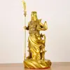 Estátua de Bronze de Guan Yu com Espada e Lingote para Casa, Sala de Estar, Entrada ou Loja, Apresentando Guan Gong como o Deus da Riqueza