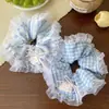 Goma para el pelo dulce de encaje de verano, Accesorio para el pelo femenino y lindo, Goma para el pelo con borde de encaje, Azul bebé