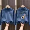 Camiseta térmica de forro polar cepillado para niños, cuello medio alto, capa base, Otoño/Invierno, estilo nuevo, para niños, capa interior cálida, estilo coreano, top casual