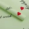 Papel para envolver ramos de flores, papel de regalo, materiales florales para manualidades, texto en inglés con forma de corazón, papel de regalo para fiestas