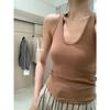 Início do outono novo menina pendurado pescoço camisola colete feminino estilo coreano u-tie peito almofada fino ajuste emagrecimento base roupa interior
