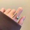 Diseño de Nicho Sentido plata Oro Chapado Hueco Mariposa Anillo Abierto Moderno Todo-partido Redondas Perlas Apilado Anillo Anillo Anillo