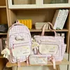 Mochilas Bonitas para Meninas do Ensino Fundamental II e Estudantes do Ensino Médio, Mochilas Xadrez Pequenas e Fofas, Mochilas de Três Peças de Grande Capacidade