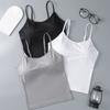 Camisola de Seda Hielo de Verano Wrap Pecho Base Anti-Exposición Sujetador Deportivo Largo con Almohadillas en el Pecho para Mujer con Tirantes Ajustables