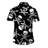 Comércio Exterior Transfronteiriço Novo Estilo Estampa de Caveira Camisa Masculina de Manga Curta Verão Camisa Havaiana de Caveira Top