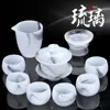 Conjunto de Chá Gongfu de Jade Branco Novo Estilo Luxo Leve Alto Padrão Uso Doméstico Boutique Xícaras de Chá de Alto Padrão Conjunto Caixa de Presente Conjunto de Chá Esmaltado