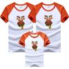 Venta al por mayor Nueva camiseta de algodón de manga corta con ciervo para correr para padres e hijos de verano decoración completa del hogar manga raglán ropa infantil entrega de una pieza