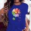 Desejo ebay Amazon estação independente gola redonda solta AliExpress camiseta criativa de flor manga curta para mulheres