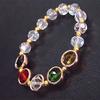 Nuevo estilo superficie cortada color cristal blanco cinco anillos cinco elementos color dorado chapado anillo 8mm pulsera de cristal pulsera de pareja