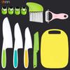 Tabla de cortar comida para bebés, cuchillo para pastel de papa con estampado de frutas, cuchillo de educación temprana para niños, cuchillo de fruta de plástico para niños