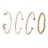 Moda Personalidad Creativa Aleación Diamante Estrella de Cinco Puntas Luna Abertura Pulsera Pulsera Combinación Juego de 4 piezas