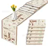 Zc088 Bandera de Mesa Conejo Marrón Mantel Temática Fiesta Vacaciones Hogar Sala de Estar Mantel de Mesa Posavasos Conejo de Pascua