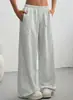 Pantalones Largos Casuales de Pierna Ancha Sueltos con Cordón, Estilo Nuevo Transfronterizo Europeo y Americano para Mujer, Pierna Recta Versátil, Color Sólido, Cintura Alta
