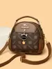 Bolsa de Celular Feminina de Grande Capacidade Multicamadas 2025 Nova Versátil Moda Bolsa Transversal Pequena Redonda Couro Macio Bolsa de Ombro Tendência