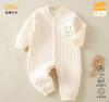 2024 Ropa de una pieza cálida de algodón puro para bebé recién nacido, estilo otoño e invierno, sin costuras, de tres capas, linda y adorable