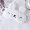 Máscara de Olho de Pelúcia Bordada com Pelo de Coelho Fofo Transfronteiriça, Máscara de Olho Bloqueadora de Luz para Dormir com Orelhas de Unicórnio, Em Estoque