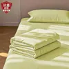 Sábana de Algodón Lavado Engrosada Pieza Única, Estilo Fresco, Uso en Casa, Sábana de Cama Doble, Color Sólido, Adecuado para Dormitorio de Estudiantes, Lavable a Máquina, Juego de Tres Piezas
