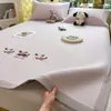 Juego de Tres Piezas de Alfombrilla Refrigerante Tipo Haba de Hielo de Polietileno 100% Grado Materno e Infantil, Sábana Ajustable, Alfombrilla Suave con Aire Acondicionado, Lavable a Máquina 3