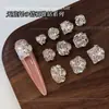 Decorações para unhas com strass em formato de ovo de pombo cúbico de zircônia sem fundo, deslumbrantes esferas de strass em formato de coração e quadrado com efeito de açúcar gelado para nail art